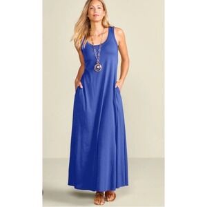 Soft Surroundings Santiago Maxi Dress Womens Sm Maroon Sleeveless Cotton‎ Modal
